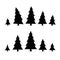 Christmas tree silhouettes on the white background.