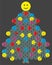 Christmas Tree with Smileys on the dark Background