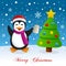 Christmas Tree, Snow & Drunk Penguin