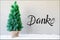 Christmas Tree, Snow, Gray Background, Danke Means Thank You