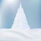 Christmas tree in snow isolated on realistic snowy background. Winter composition. Vector