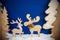 Christmas Tree, Snow, Moose Couple In Love