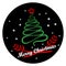 Christmas tree spiral with red star on the top,zig zag round pine christmas with lettering