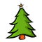 Christmas tree, Spruce cartoon symbol of evergreen pine tree isolated on white background