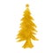 Christmas tree with star. Gold color Christmas tree watercolor hand painted isolated on white background. Illustration brush strok