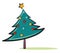 Christmas tree with star on the top vector or color illustration