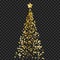 Christmas tree of stars on the transparent background. Gold Christmas tree as symbol of Happy New Year,Merry Christmas holiday cel