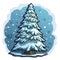 Christmas tree sticker with snow. Xmas tree as a symbol of Christmas of the birth of the Savior