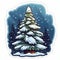 Christmas tree sticker with snow. Xmas tree as a symbol of Christmas of the birth of the Savior