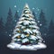 Christmas tree sticker with snow. Xmas tree as a symbol of Christmas of the birth of the Savior