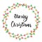 Christmas tree string garland in circle shape and lettering isolated on white background. Realistic Christmas, New Year party deco