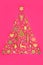Christmas Tree Surreal Gold Bauble Decoration with Abstract Snow
