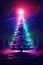 Christmas tree in synthwave style, neon colors