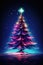 Christmas tree in synthwave style, neon colors