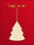 Christmas tree tag and bunting on red cardboard