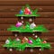 Christmas tree of three wood shelves