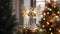 Christmas tree topper Christmas angel decoration element. sits atop the Christmas tree, illuminated by surrounding lights