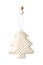 Christmas tree toy made of fabric gold dotted isolated on a white background.