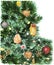 Christmas tree with toys. Watercolor illustration for design or background