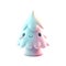 Christmas tree with white toys 3d icon kawaii in cartoon style. Xmas or New Year\\\'s decorative element low poly rendering on