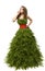 Christmas Tree Woman Dress, Fashion Model in Creative Xmas Gown