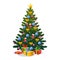 Christmas tree with Xmas star, balls and lights