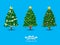 Christmas trees cartoon collection. Merry Christmas and happy ne