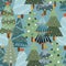 Christmas trees and Christmas tree decorations. New Years design of fabric, gift paper. Seamless pattern.