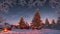 Christmas trees for decorating before New Year\\\'s Eve in the woods. Frost in the woods on Christmas Eve, generated AI
