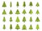 Christmas trees in a flat style. Decorated Christmas Tree. Fir trees isolated