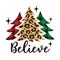 Christmas Trees with Leopard Print and Buffalo Plaid Patterns