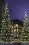 Christmas trees by night on Place Vendome in Paris