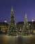 Christmas trees by night on Place Vendome in Paris