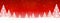 Christmas trees on red starry background - horizontal panoramic banner for Your design