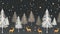 Christmas trees, reindeer, and stars on a modern grey backdrop