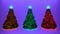 Christmas trees rotating on purple background. Christmas and New Year seamless looping animation. Christmas Card 2024