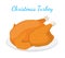 Christmas turkey, thanksgiving food, fried chicken. Cartoon flat style. Vector