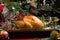 Christmas Turkey In Wooden Tray