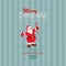 Christmas turquoise card with Santa Claus with staff,