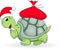 Christmas turtle cartoon