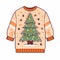 A christmas ugly jumper with a christmas tree design. flat graphic illustration style