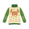 Christmas ugly sweater party decorative deer head snowflakes