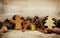 Christmas various gingerbread cookies with gift scenery wooden