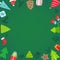 Christmas vector banner with different holiday accesories.