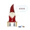Christmas vector card Santa Claus isolated, fisherman on white background