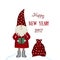 Christmas vector card Santa Claus isolated with gifts