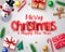 Christmas vector design concept. Merry christmas holiday season greeting card with 3d xmas elements.