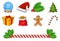 Christmas vector icon set. Xmas symbols collection. Seasonal cartoon illustration isolated on white background. Holly berry, santa