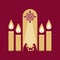 Christmas vector illustration. Holiday Advent candles lit in anticipation of the birth of the Lord and Savior Jesus Christ