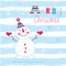 Christmas vector illustration with snowman